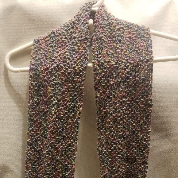 textured rainbow colored scarf w fringe - Picture 2 of 3